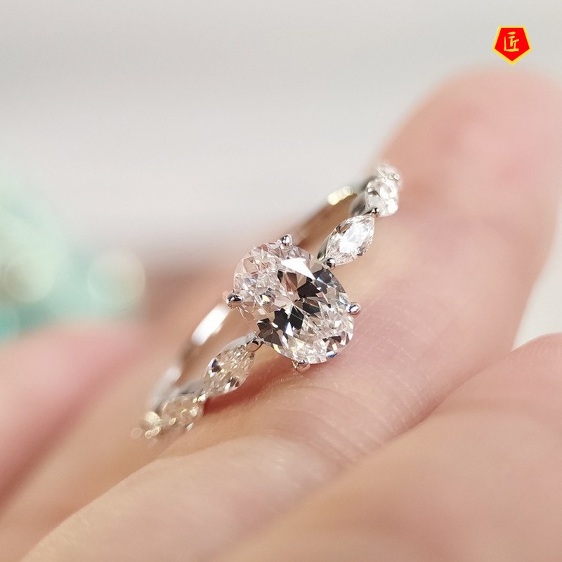 [Ready Stock]Women's Elegant Simple Moissanite Diamond Ring