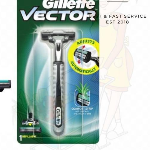 ☇ GILLETTE VECTOR Alat Cukur Pria Razor Cukuran Kumis Jenggot Gilette - Refill isi 4 ✺