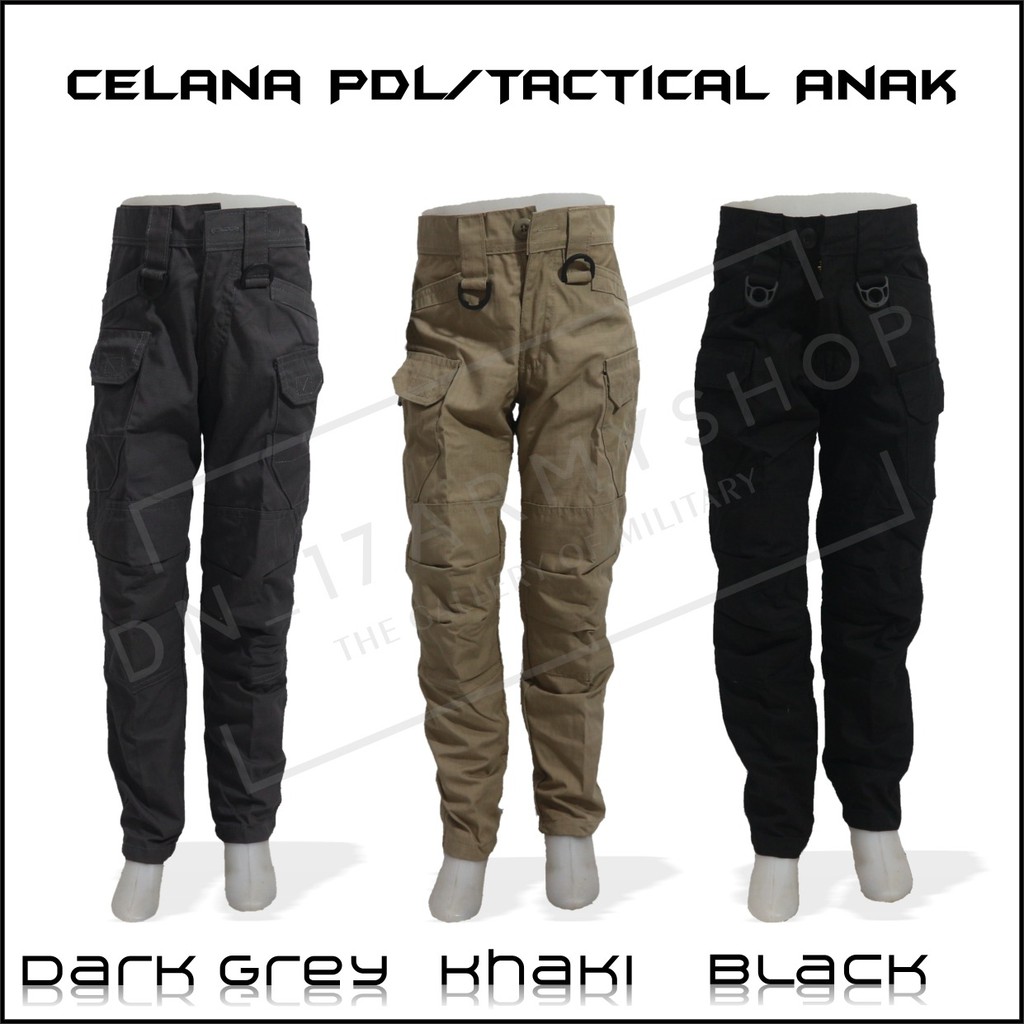 Celana Pdl Tactical Blackhawk Anak Hitam, Krem Khaki, Abu Ripstop Kotak