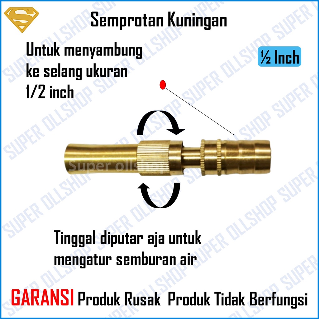 Semprotan Air Lurus Kuningan / Semprotan Air Taman / Semprotan motor - Semprotan mobil / Semprotan Air Lurus Hose Nozzel Kuningan