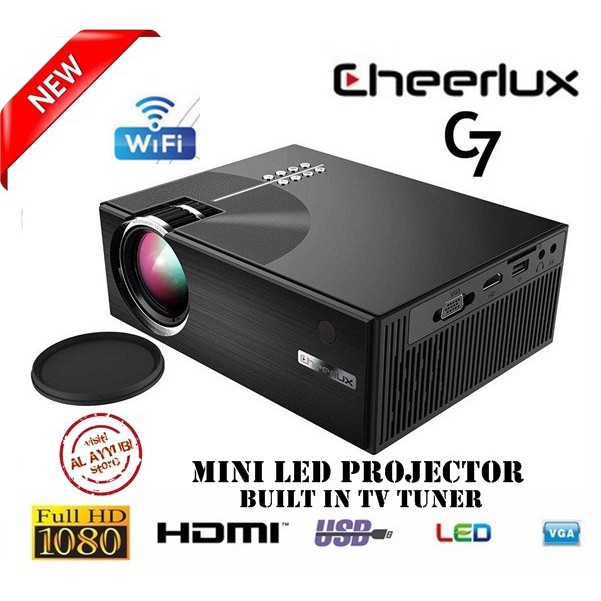 Mini Projector Cheerlux C7 1500 Lumens Wifi Tv Tuner Proyektor Upgrade Cheerlux C6 Infocus Nobar