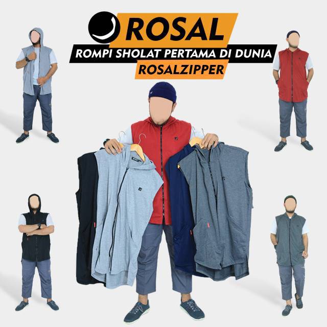 ROSAL ZIPPER ROMPI SHALAT SHOLAT SOLAT DEWASA PAKAIAN MUSLIM PRIA JUMBO UKURAN M 3XL