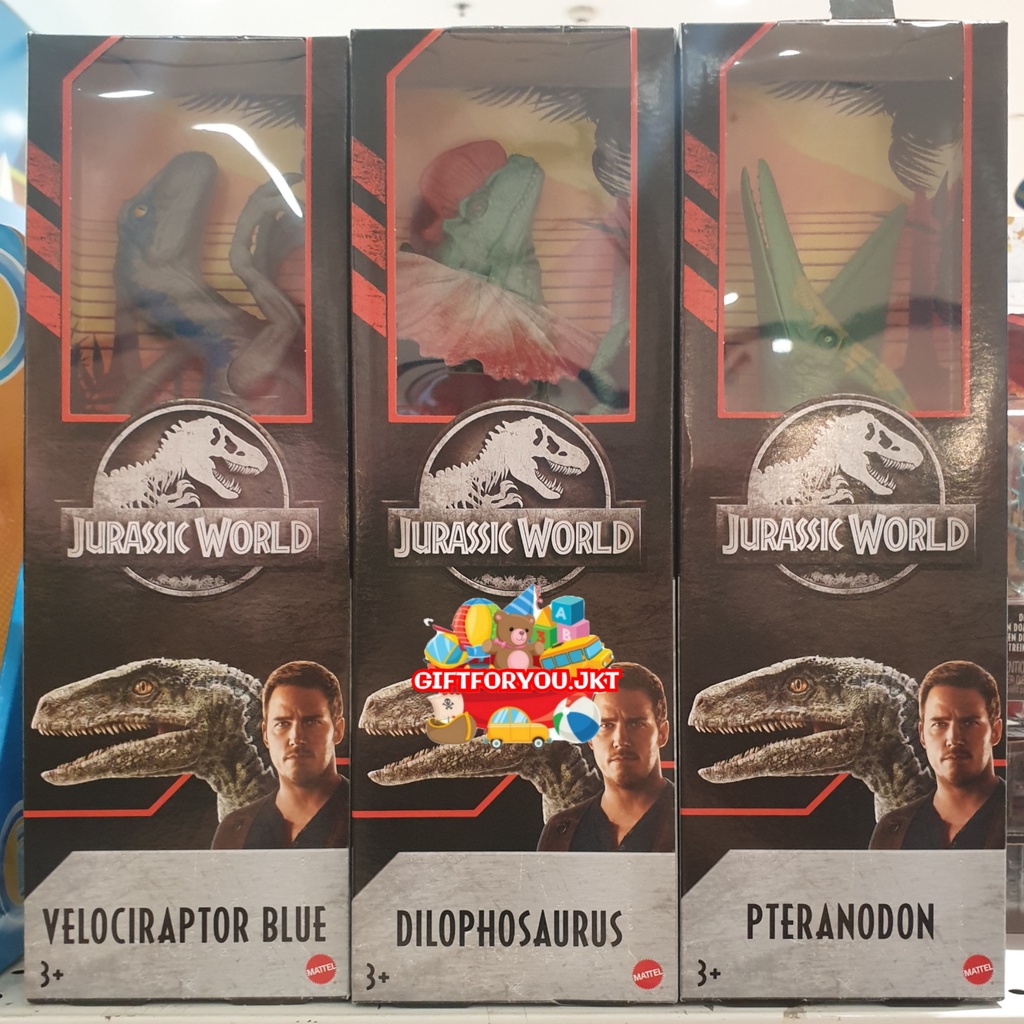 Jurassic World Dilophosaurus Pteranodon Velociraptor Blue Dinosaurus Mainan Anak Toy Kid Figure Ori