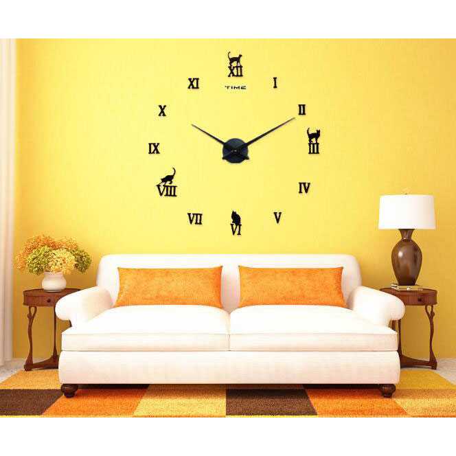 Jam Dinding Besar DIY Giant Wall Clock Model Kucing Lucu - DIY-203