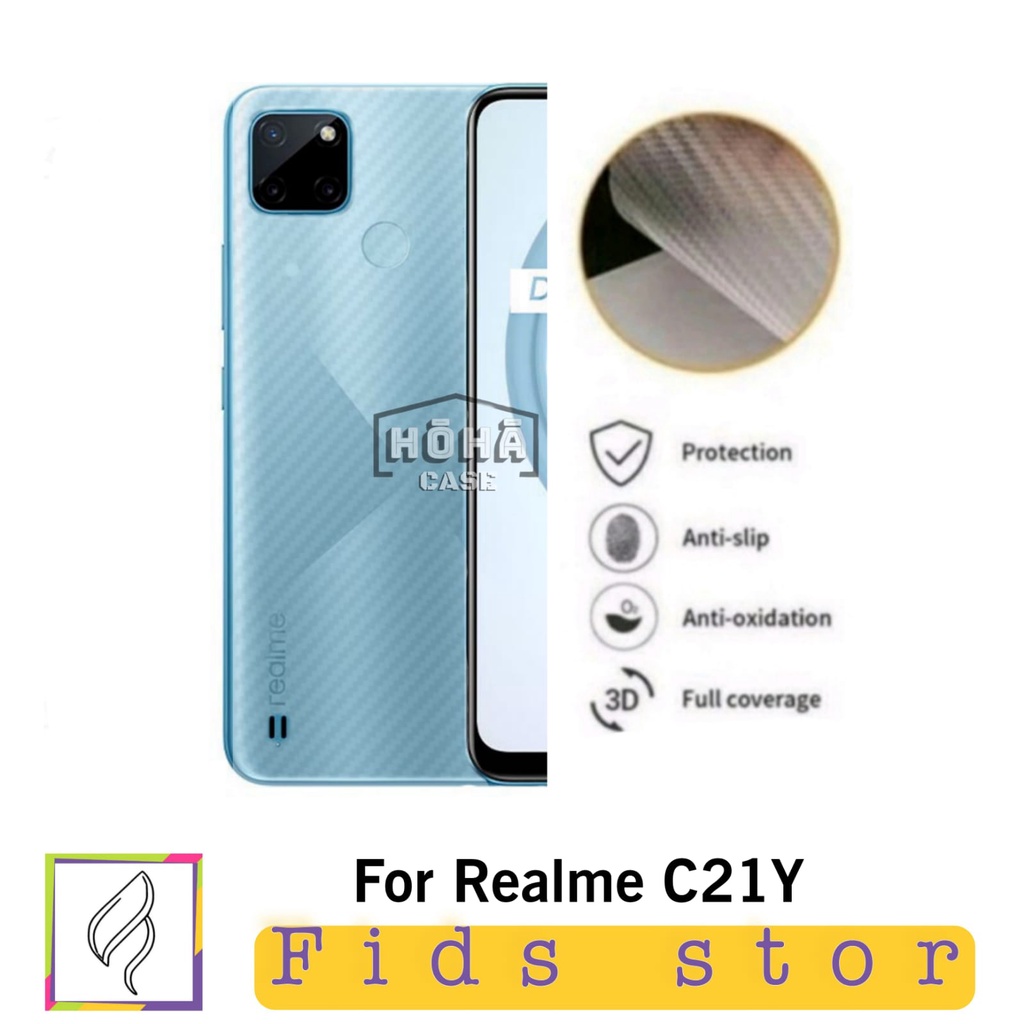 PROMO Garskin Carbon REALME C21Y Anti Gores Pelindung Belakang HP Violette Design Skin Back 3D