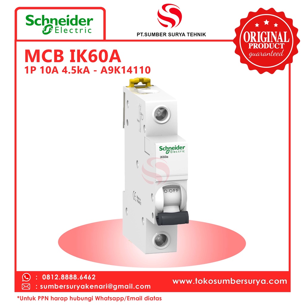 MCB iK60A 1P 10A A9K14110 Schneider