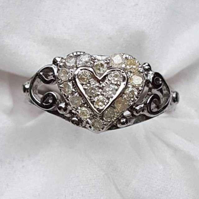 Cincin fashion wanita diamond intan berlian 19 pcs ring perak love