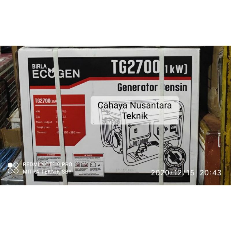 Genset Generator Bensin 1000 Watt Ecolite TG2700