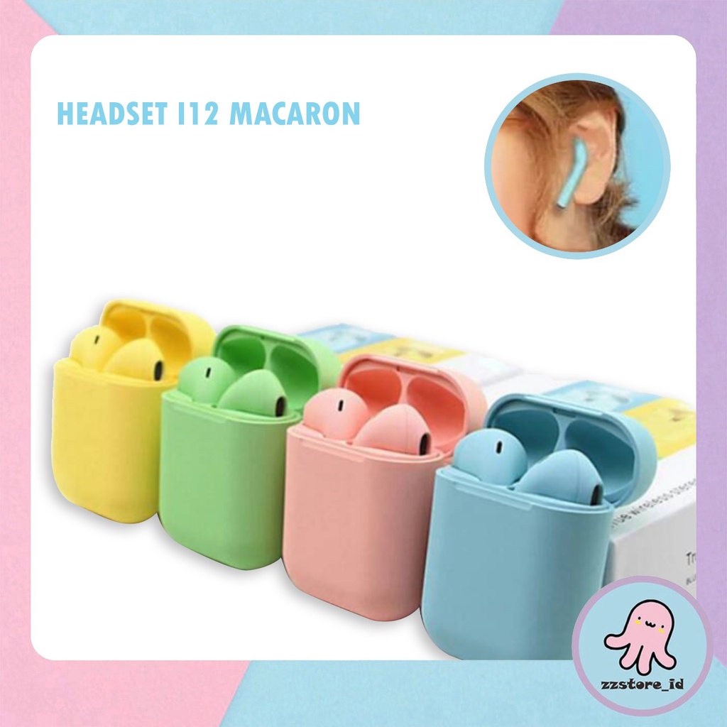 Headset Bluetooth i12 MACARON TWS / i12s Wireless v5