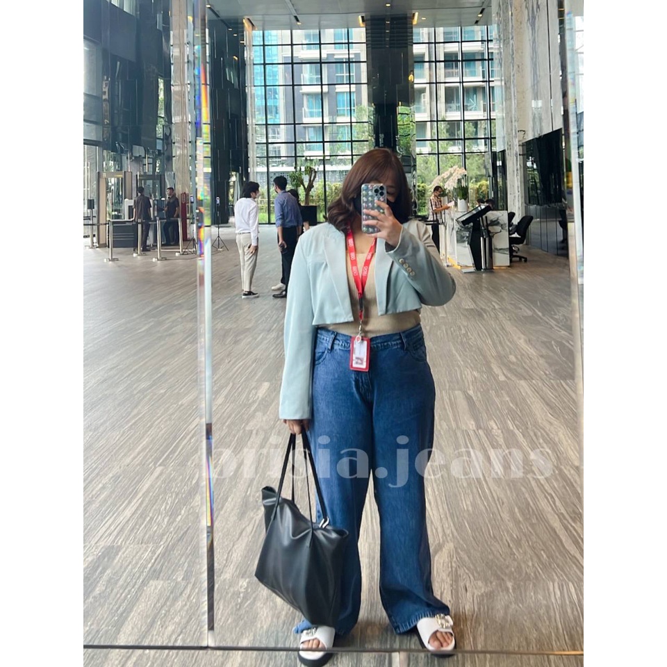 BRISIA JEANS - WENDY Boyfriend Jeans JUMBO - Snow Blue Tua Size 34-38 / Loose Jeans BIGSIZE