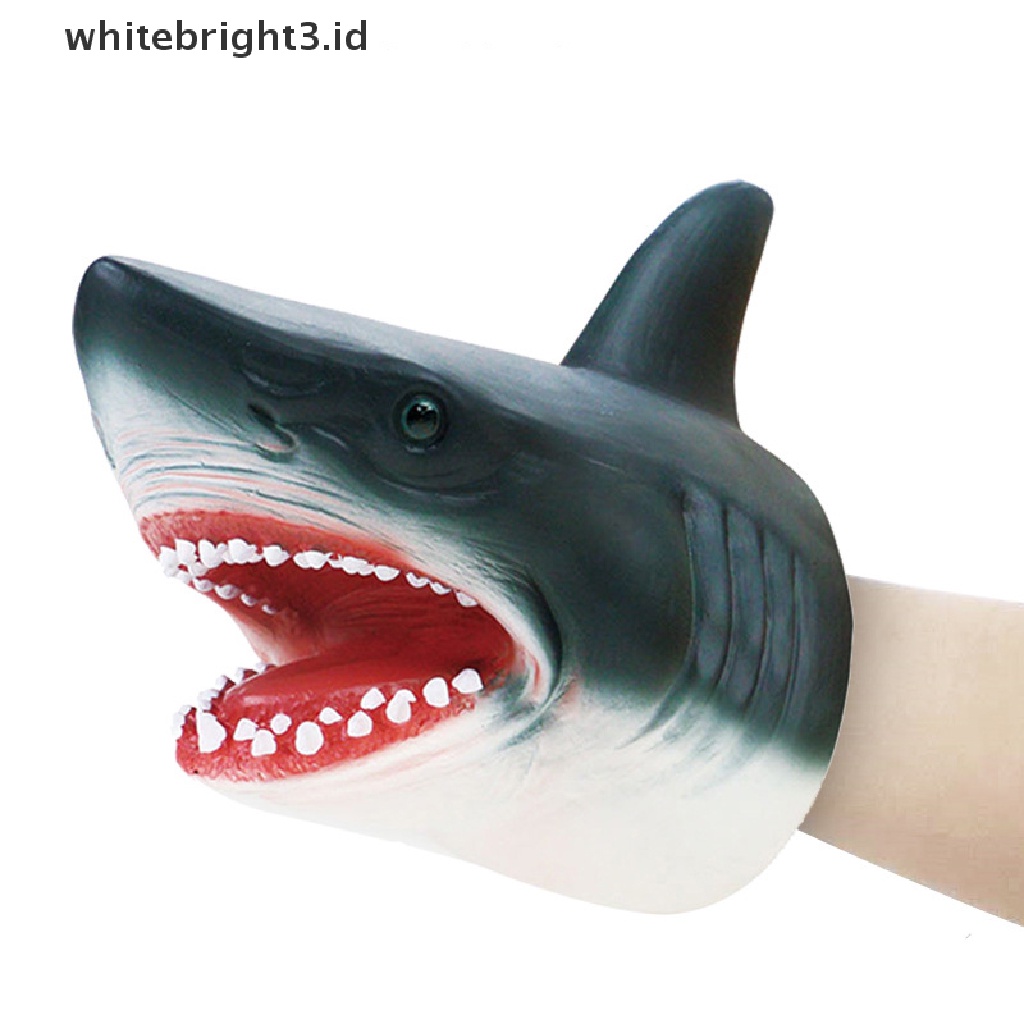 {whitebright3.id} Shark Arm Glove Hand Puppet Toy Soft Rubber Shark Glove Interactive Toy  ,