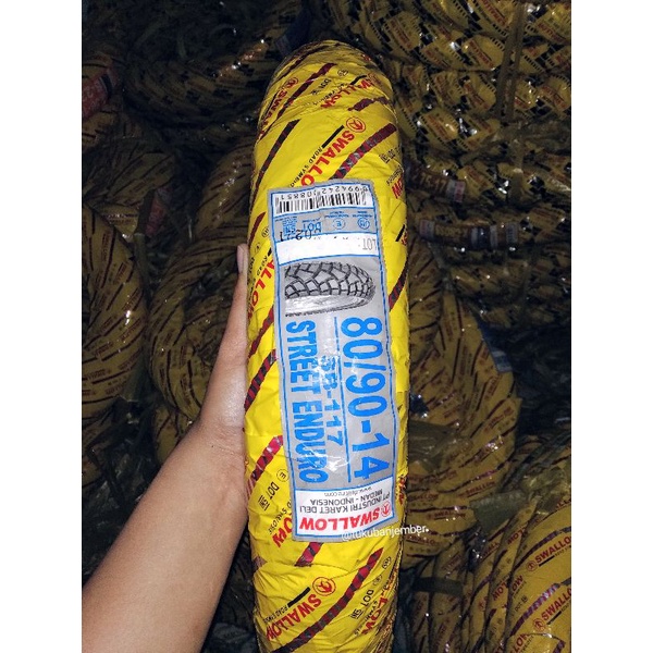 BAN MOTOR MATIC DEPAN SEMI TRAIL 80/90 RING 14 SWALLOW STREET ENDURO SB 117 DUAL PURPOSE NON TUBELES