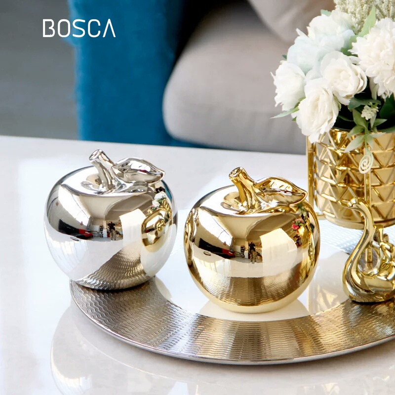 Bosca Living - Gold Ornament Pajangan Apel Keramik Gold / Hiasan Buah Apel Bahan Keramik / Hiasan Me