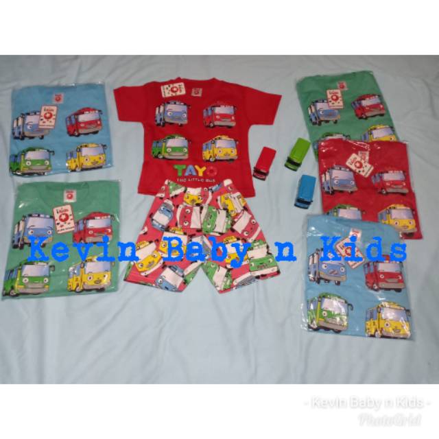 Setelan pendek Tayo merk Ikids usia 0-4 tahun