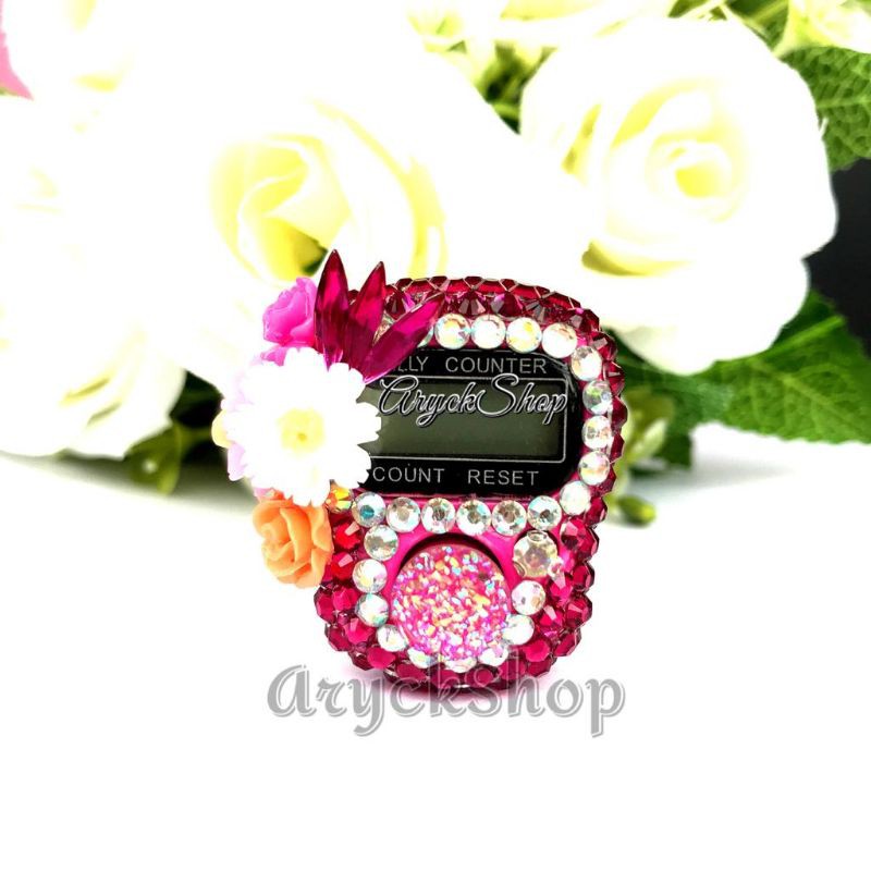 AB FANTA SILVER BUNGA REMPEL Tasbih Hias Diamond Digital Swarovsky Souvenir alat Dzikir