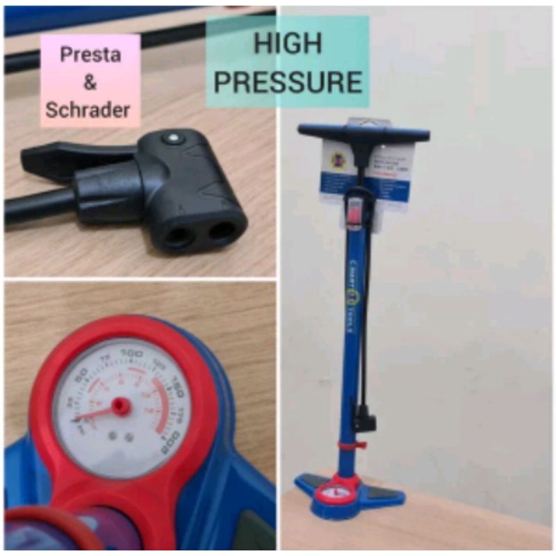 Pompa Lantai C-MART TOOLS High Pressure Floor Pump Sepeda - Motor Mtb Road Bike Seli pompa sepeda motor pompa murah