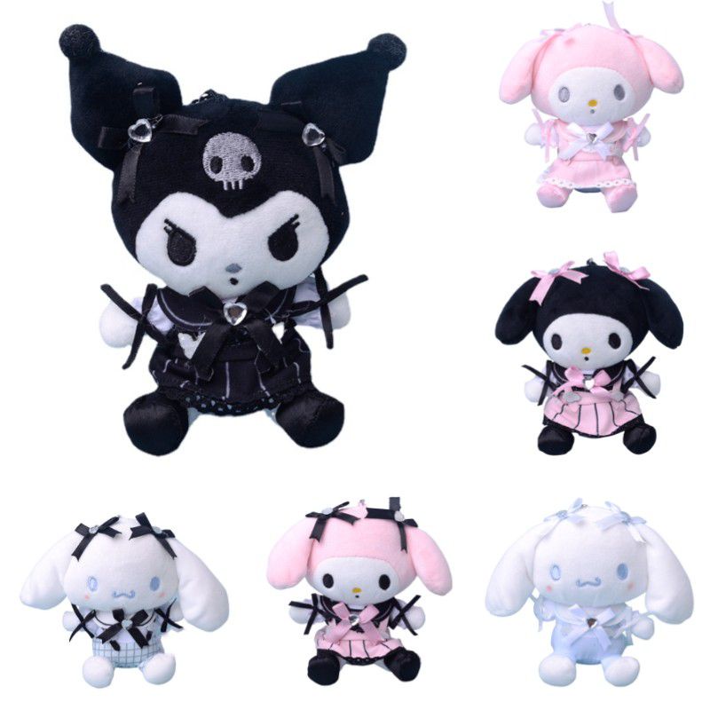 Ready Stock !!! 12cm/4.72in Kuromi Melody Cinnamoroll Anime The Maid Collection Plush Doll Toy Pendant