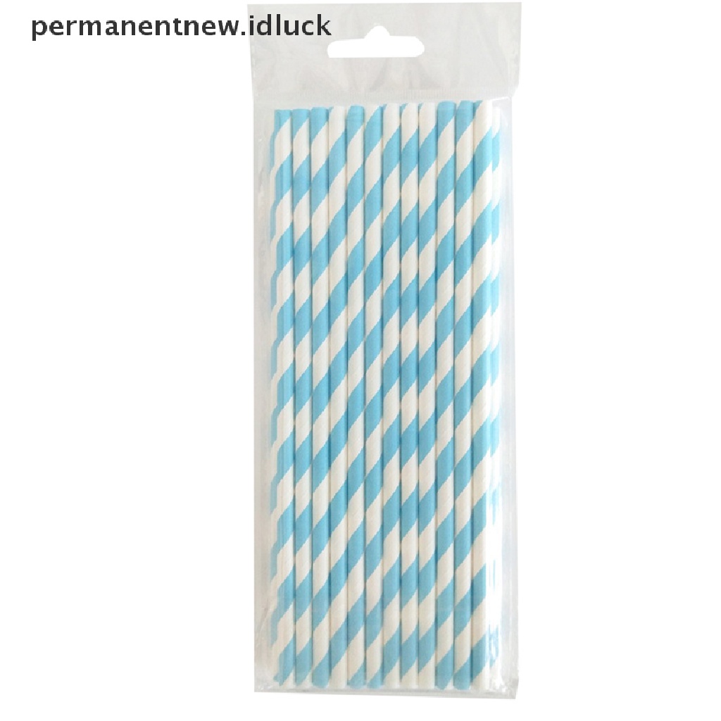 Sedotan Minum Bahan Kertas Biodegradable Motif Garis Untuk Pesta Pernikahan / Ulang Tahun