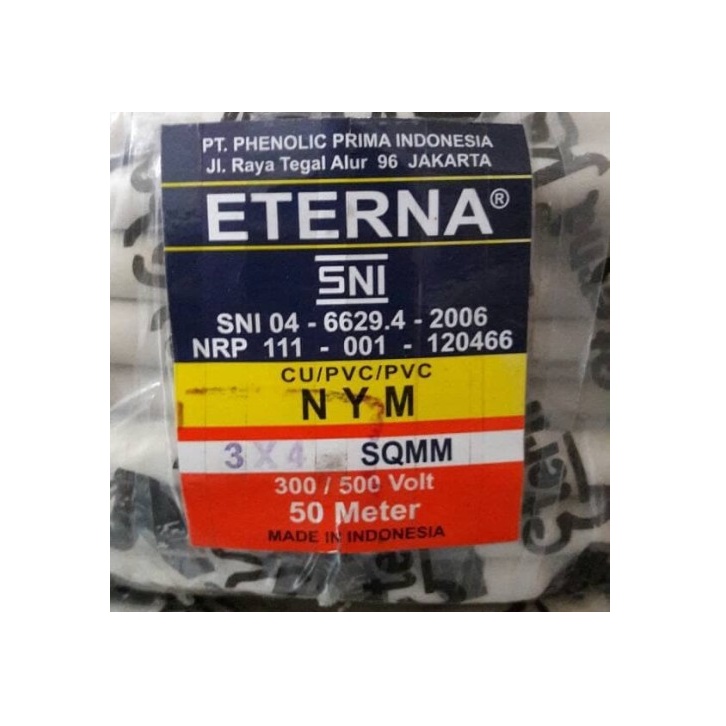 PRIMA ETERNA Kabel Batang NYM 3x4 isi 3 Per Rol 50 Meter