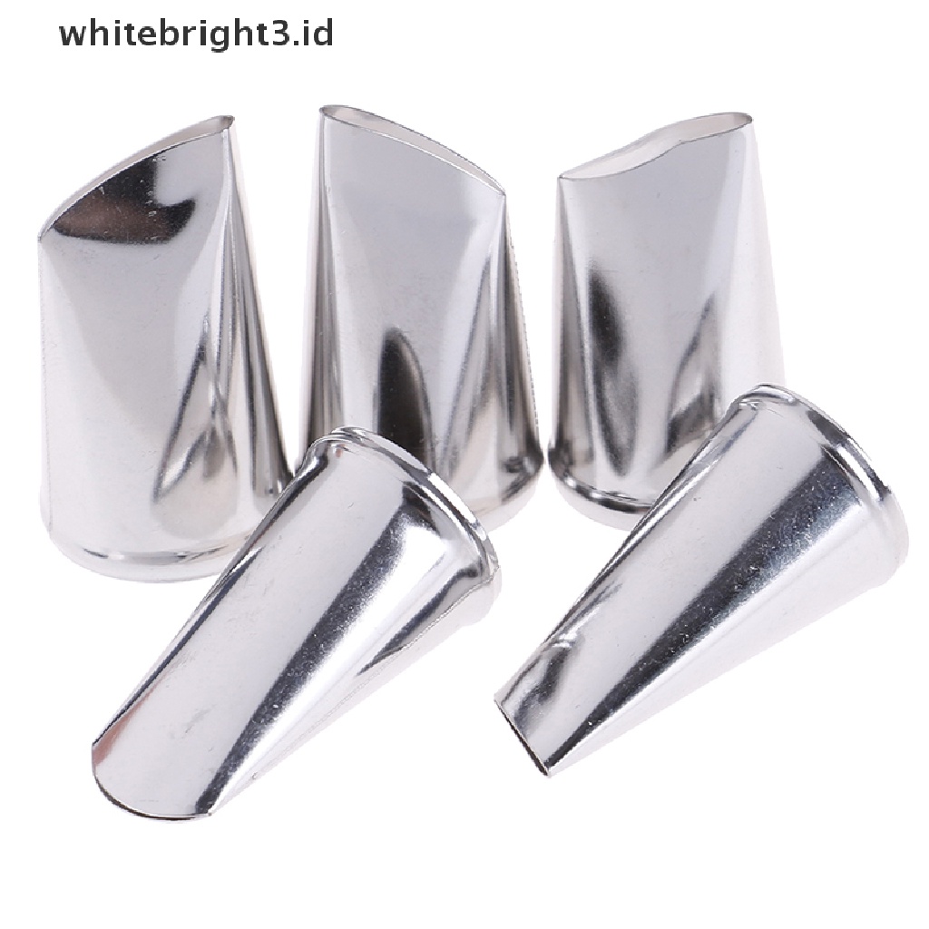 (whitebright3.id) 5pcs Spuit Piping Bahan Metal Bentuk Bunga Mawar Untuk Dekorasi Kue