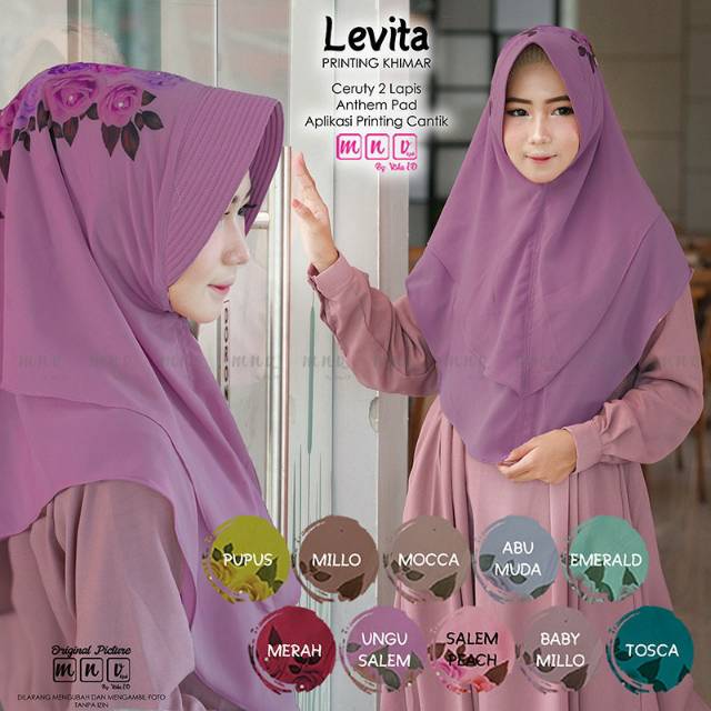Khimar Instan Jilbab Printing Ceruty Babydoll Hijab Pesta Bling Bling Antem Pad Levita