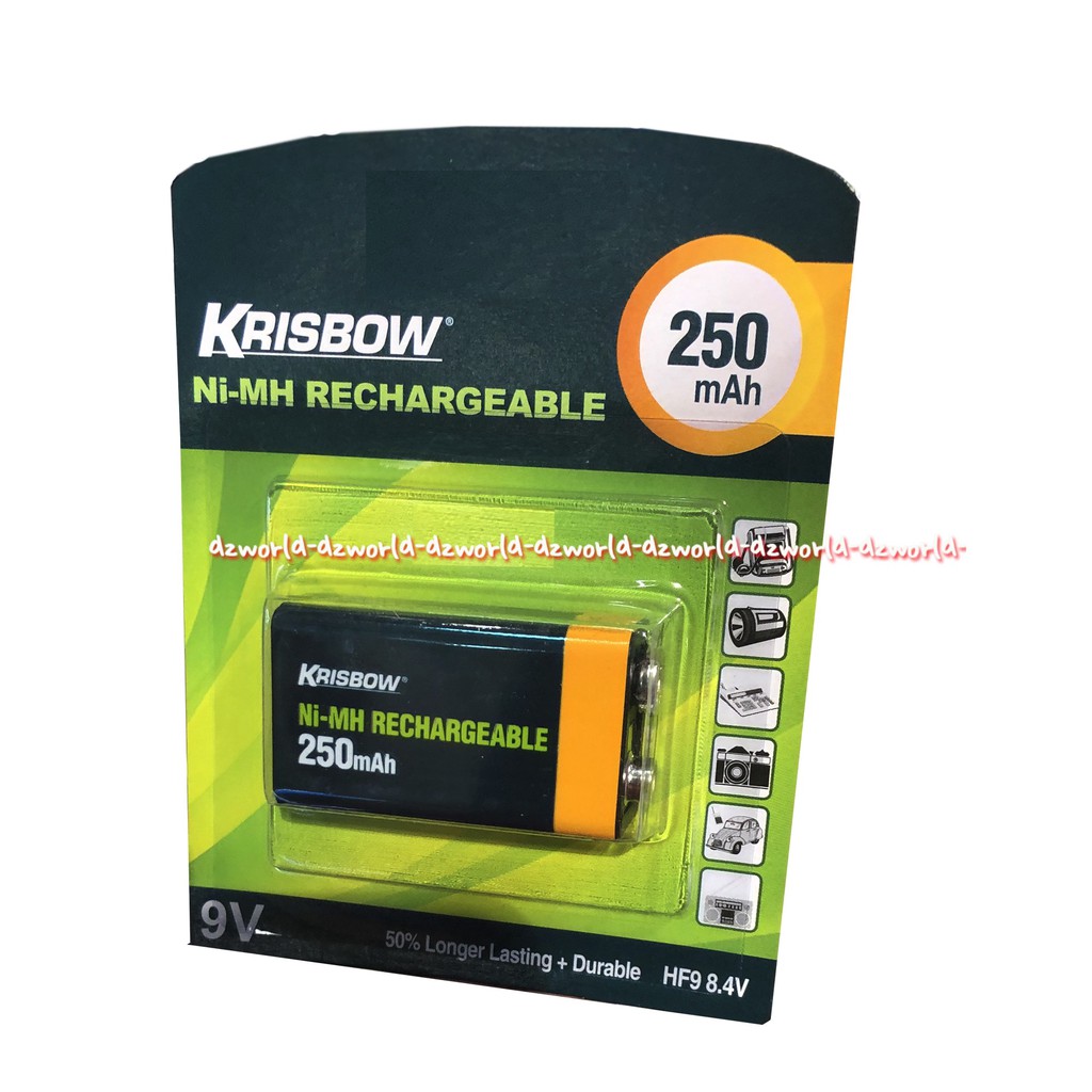 Krisbow Ni Mh Rechargeable 250MAH Baterai 9V Btarai Kotak Bisa Dicharge Ulang Bisa Di charge Di Charger Ulang Batrai Bisa Di Cas Battery Kotak Battery Type 9 Volt 250 Mah