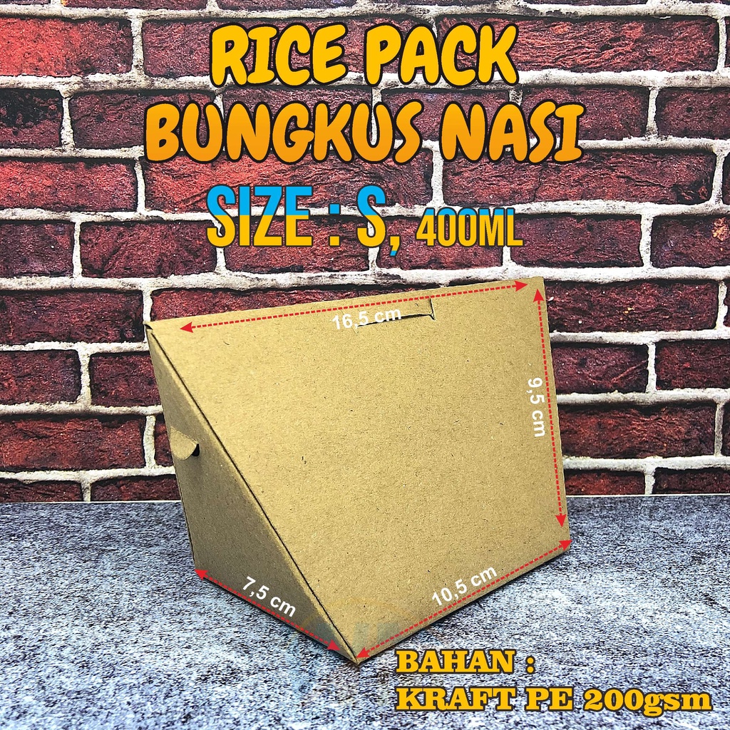 Bungkus Nasi Kekinian/Kertas Nasi Take Away/Easy Rice Pack/Kraft Polos Food Grade/Kemasan Take Away