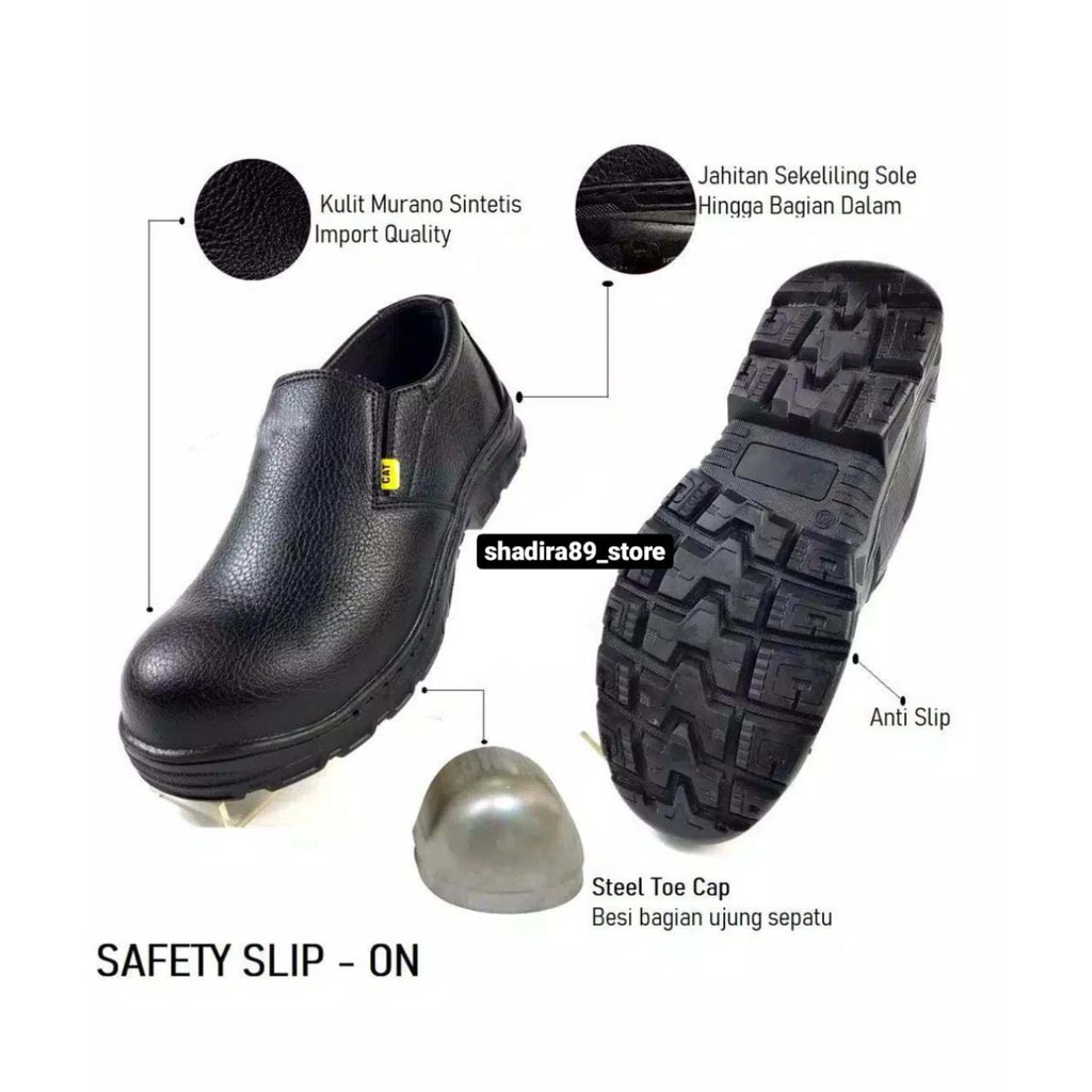 PROMOSEPATU SAFETY SLIP ON/SEPATU SEPTI PRIA UJUNG BESI SEPTY SLOP KERJA LAPANGAN PROYEK/SEPATU SAFE