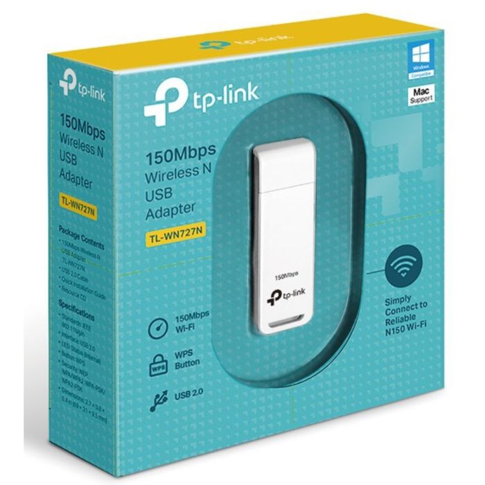 TP - Link 150 Mbps Wireless N USB Adapter With QSS Button For Security - WN727N - Best Seller