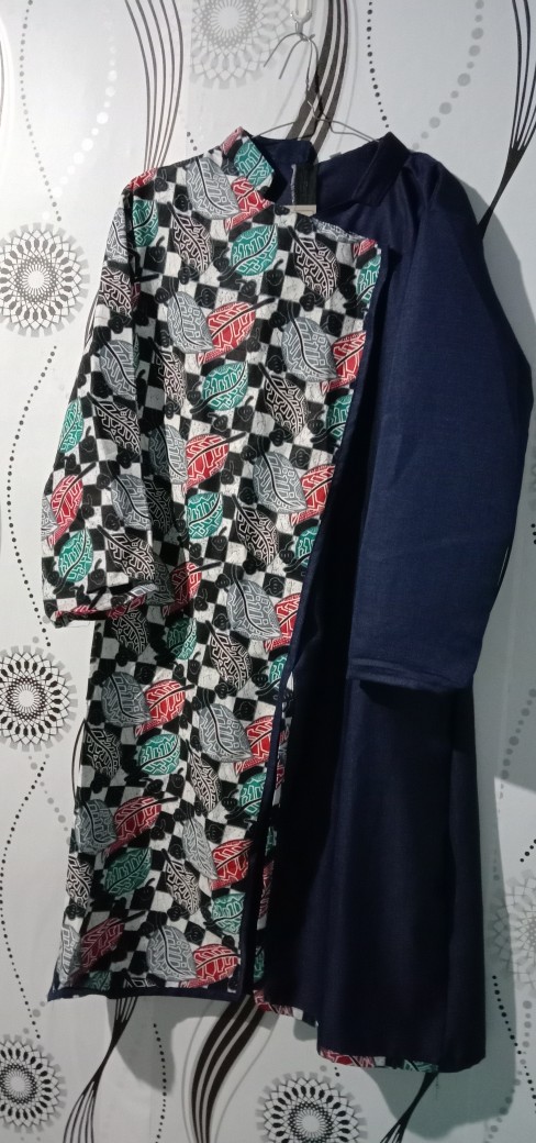 Batik Tunik Shibori Jumputan Terbaru Size S-3l / Hrb026 Yelbor Navbor / Biru Putih / Original..