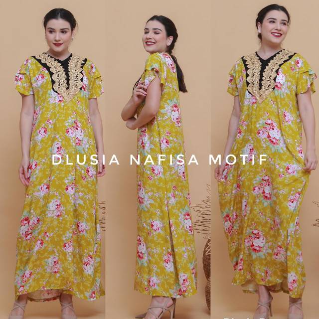 Daster arab DLUSIA NAFISA House Dress Rayon motif Renda import