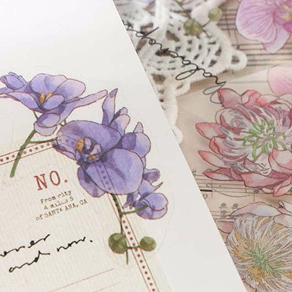 Agustina Journamm Stiker 6pcs Dekorasi Akun Tangan DIY Hias Scrapbooking Planner Jurnal Vintage Deco Kupu Daun Bunga