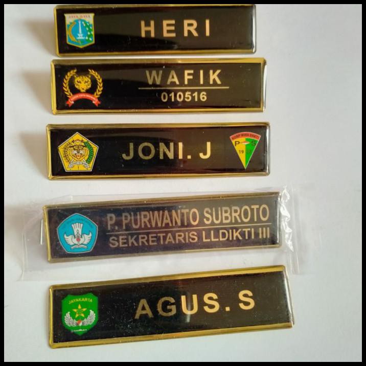 

Nama Dada | Name Tag | Papan Nama Kuningan & Stainless - Peniti