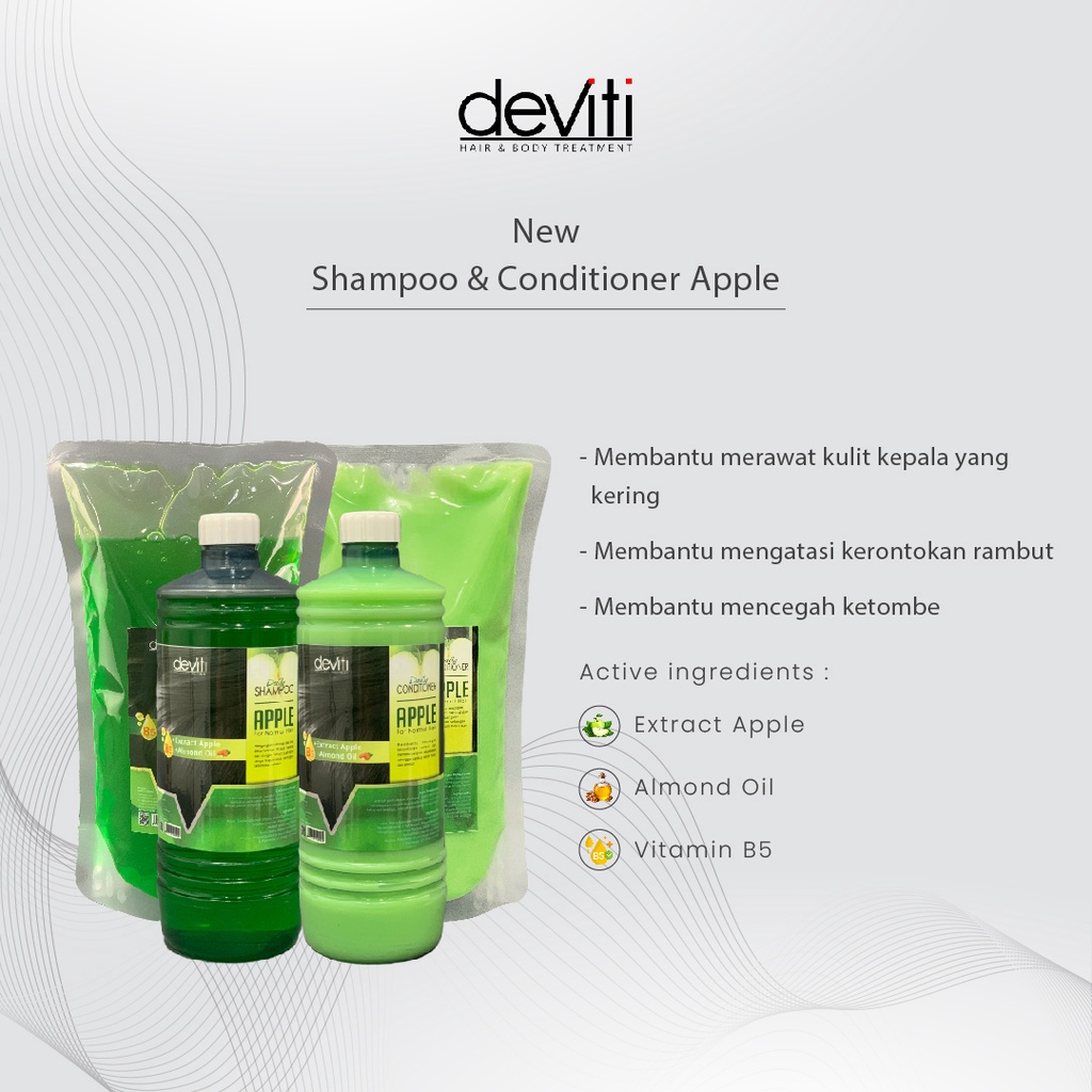 Deviti Hair Shampoo Apple Menguatkan Akar Rambut - Kemasan Botol 1L