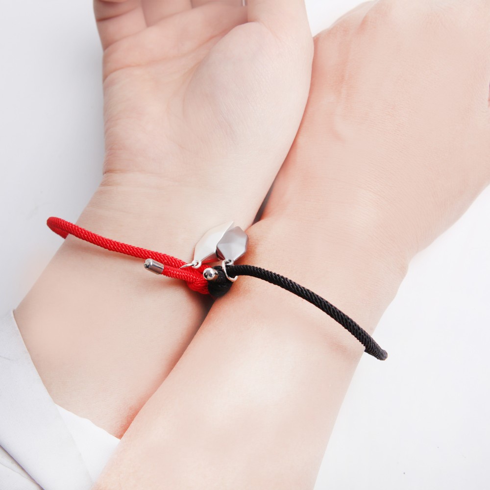 1Pair Wishing Stone Couple Bracelet Heart-shaped Stitching Lucky Stone Magnetic Bracelet lover Gifts