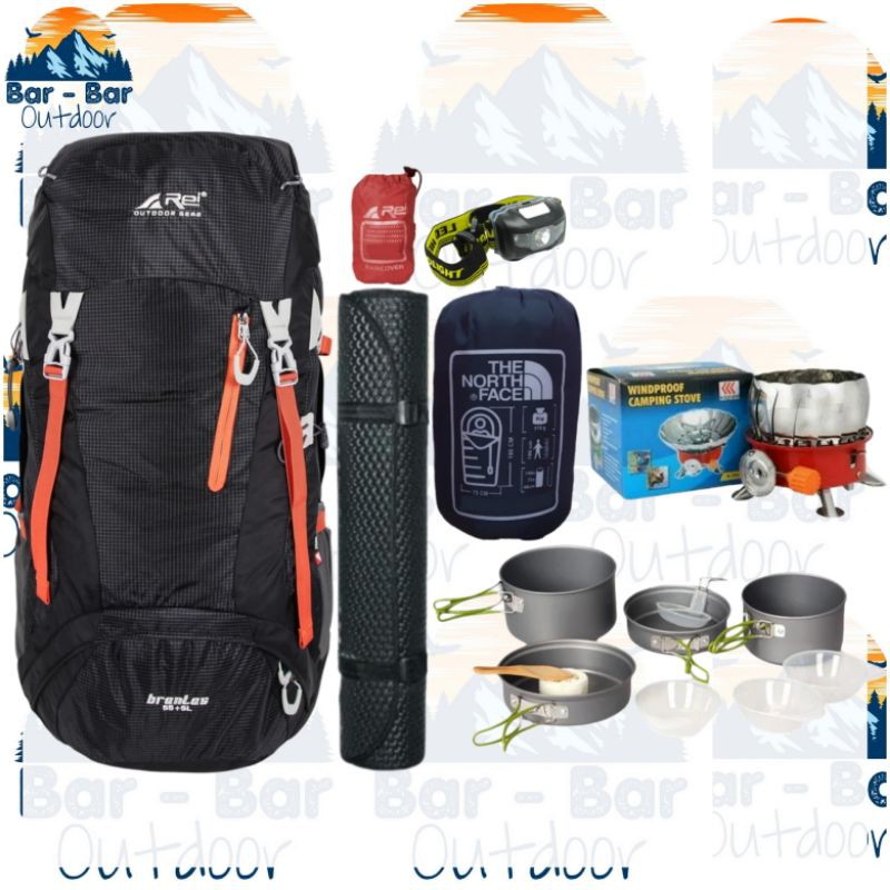 Tas Gunung Paket Paketan Carrier Keril Outdoor Rei Arei Brantas 55L