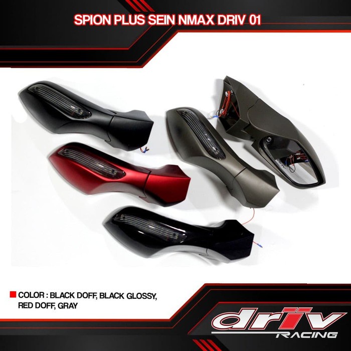 Spion lipat NMAX plus Sein Driv hitam merah abu silver