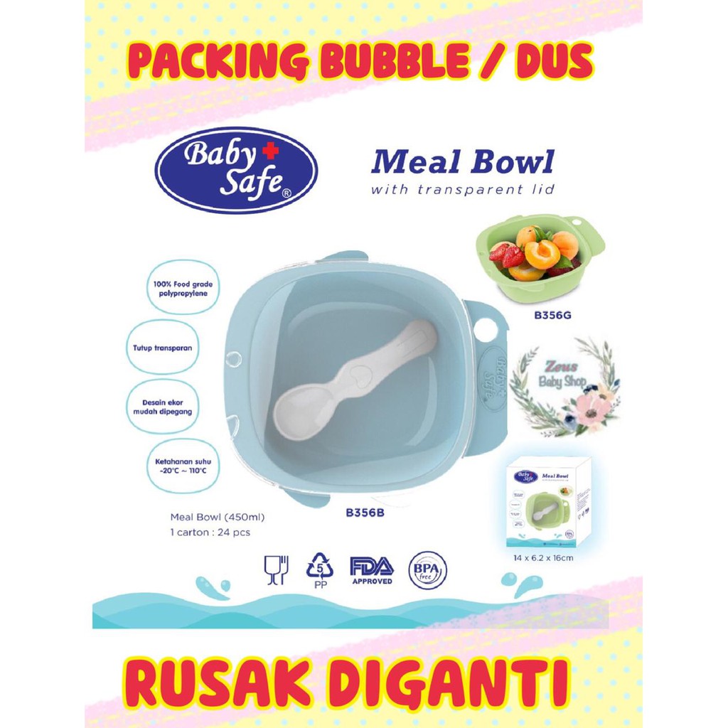 B356 Mangkok Makan Bayi Tempat Makan Bayi dengan penutup Meal Bowl Baby Safe