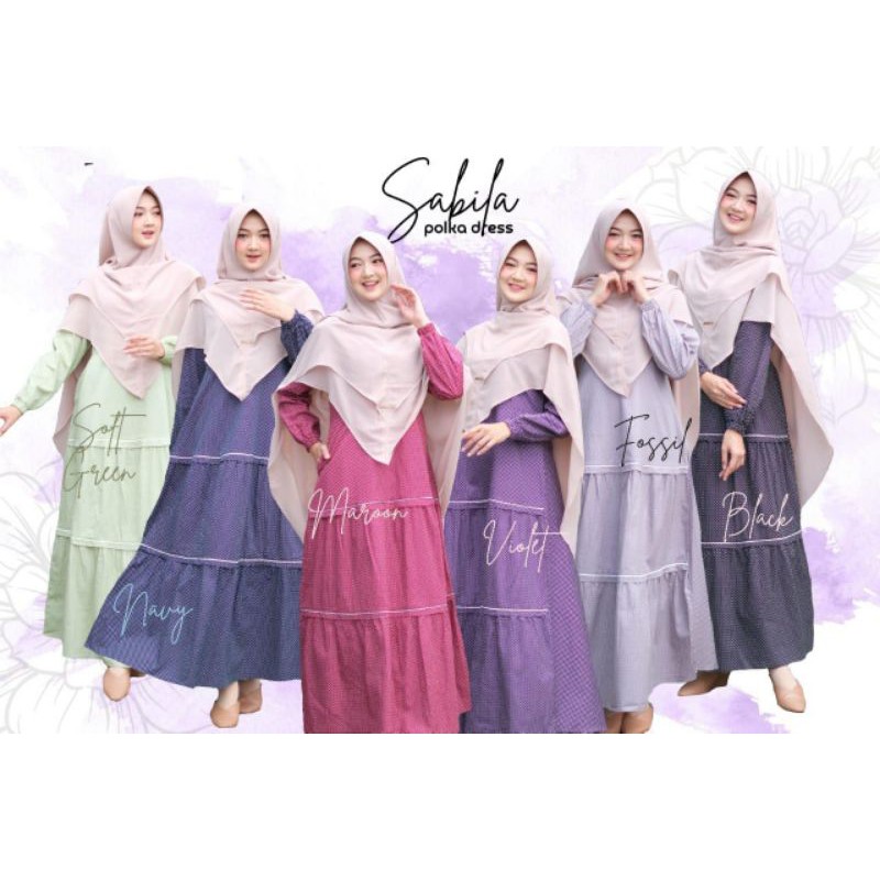 Sabila Polka Dress, Dress Polka Katun Jepang