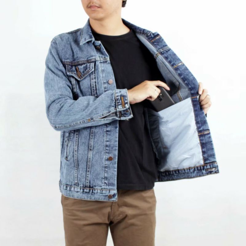 Jaket Jeans Sandwash Denim Pria Murah Size M L XL Distro Quality Brand Original