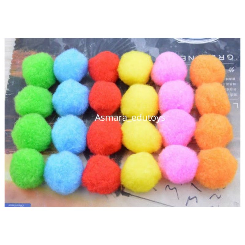 mainan pom pom / mainan montessori / pom pom isi 10/ pom pom grosir/ pom pom mangkok