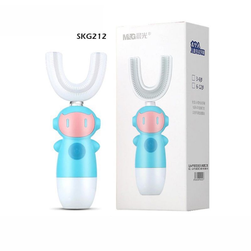 Sikat gigi anak U Shaped 360 elektrik, sikat gigi silicone electric lampu LED