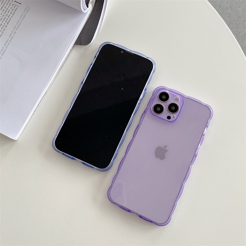 Case Pelindung Bahan TPU Transparan Bentuk Gelombang Untuk Iphone 7 8 PLUS X XR XS 11 12 13 Mini PRO MAX SE 2020