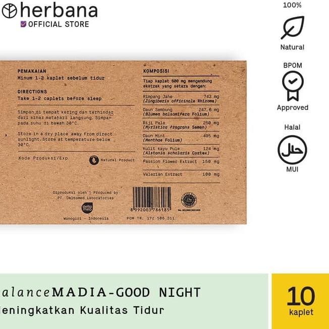 D Terlaris Herbana Balance Madia Good Night 10 Kaplet D Shopee Indonesia