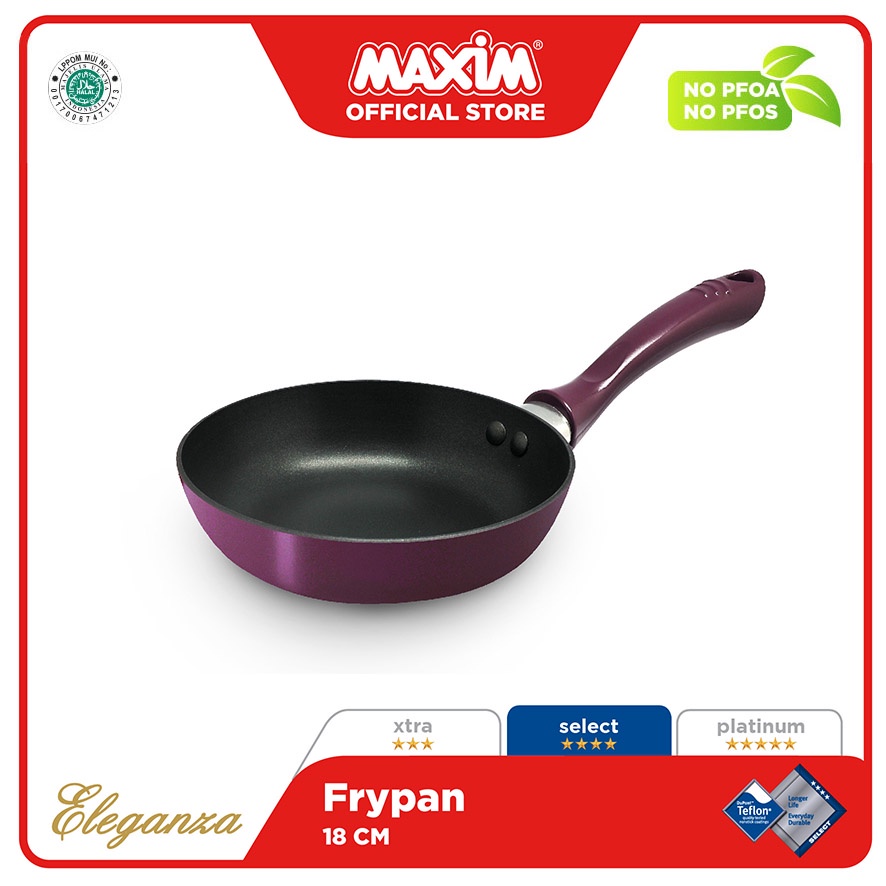 Maxim New Eleganza Purple Wajan Teflon Anti Lengket 18cm Frypan