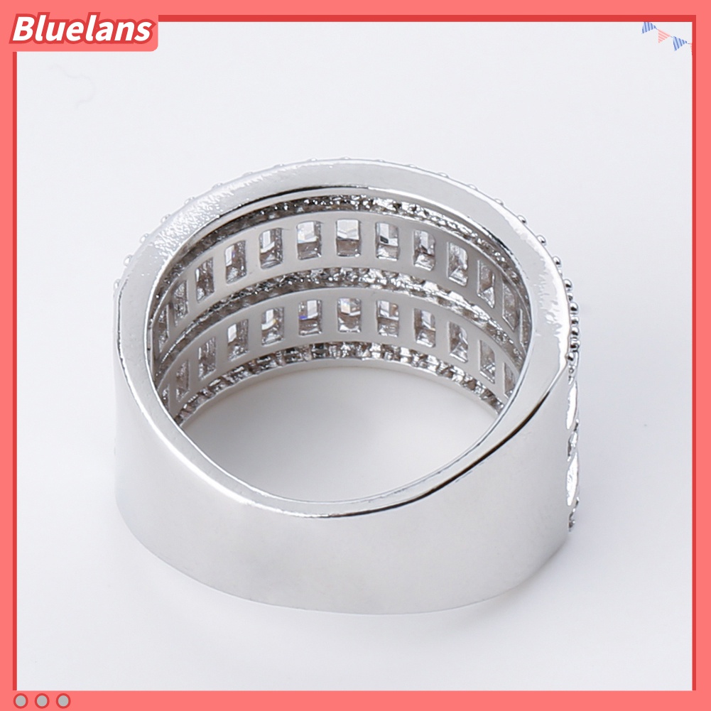 Cincin Multilayer Bentuk Bulat Persegi Panjang Bahan Cubic Zirconia Untuk Wanita
