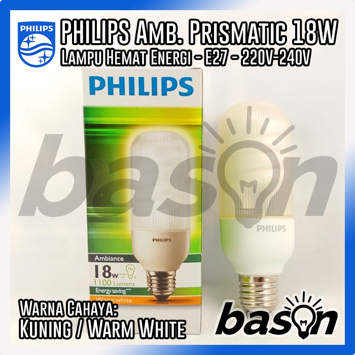 PHILIPS Ambiance Prismatic 18W WW E27 | Lampu hemat energi | Cahaya Kuning