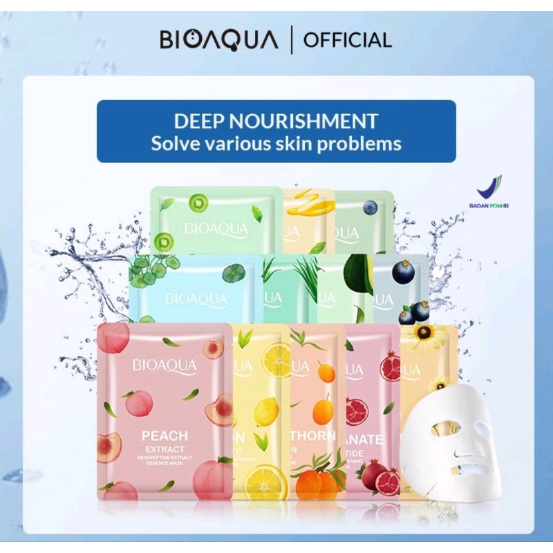 Masker Wajah Bioaqua Sheet Mask BPOM Masker topeng Bioaqua