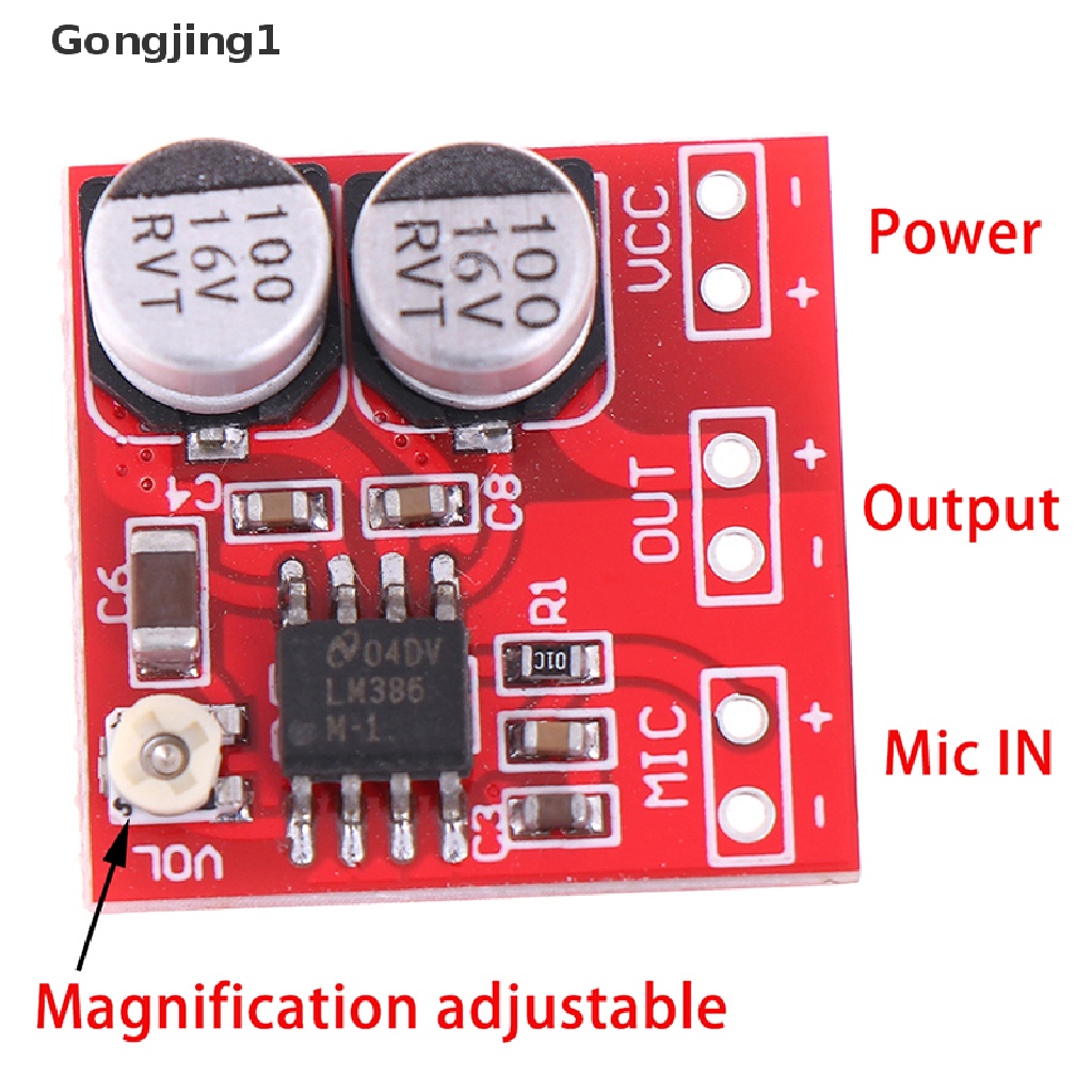 Gongjing1 board power amplifier Mikrofon Elektrik DC 5V-12V LM386 200 Kali