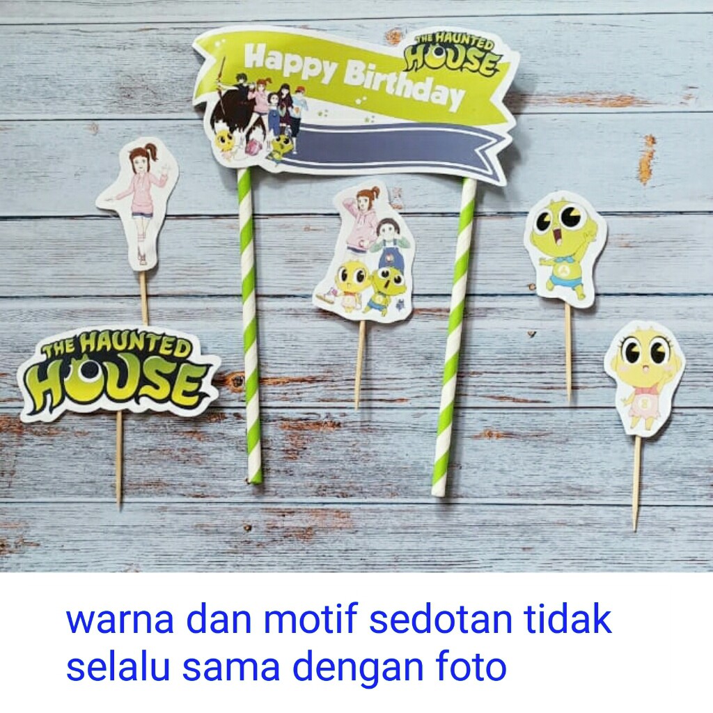 topper toper hiasan tusukan kue cake ulang tahun happy birthday karakter shinbi's The Haunted House
